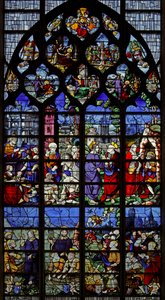 Fenêtre w1 représentant des scènes de la vie de Saint Pierre - French School