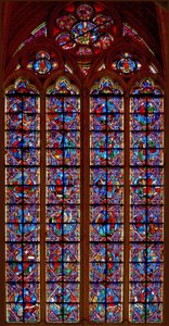 Vitrail w207 représentant Adam et Ève, Caïn et Abel - French School