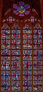 Vitrail w209 représentant des scènes de la vie de Saint Nicolas - French School