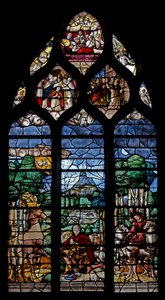 Vitrail w20 représentant la conversion de Saint Hubert - French School