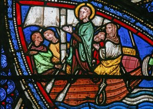Scène de la vie de Saint Eustache : il part avec sa famille pour l