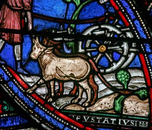 Scène de la vie de Saint Eustache : il travaille la terre - French School