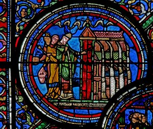 Fenêtre w23 représentant Saint Thomas Becket consacrant une église - French School