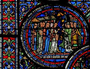 Fenêtre w23 représentant Saint Thomas Becket accueilli par les moines à Canterbury