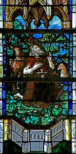 Fenêtre w29 représentant Saint Jean-Baptiste prêchant aux animaux - French School