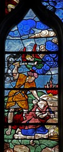 Vitrail w2 représentant Abraham et Isaac : l