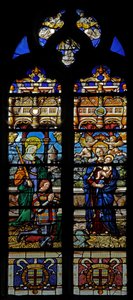 Vitrail w3 représentant Sainte Barbe et le donateur Jean de Montmorency
