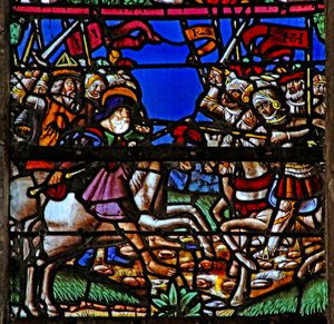 Fenêtre w3 - Saint Jacques apparaît à la bataille de Clavijo - French School