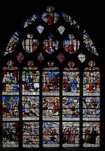Fenêtre w3 représentant des scènes de la vie de Saint Nicolas - French School