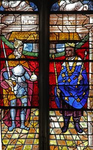 Vitrail w6 représentant Charlemagne et Saint Louis