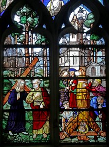Saint Pierre rencontre le Christ hors de Rome : Quo Vadis ?; la crucifixion de Saint Pierre
