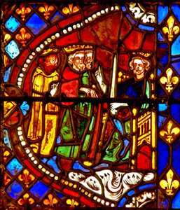 Fenêtre w6 représentant les Mages avec Hérode