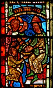 Fenêtre wXV représentant Pilate se lavant les mains - French School