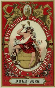 Étiquette de vin représentant Bacchus