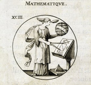Femme avec compas et globe, personnification des mathématiques