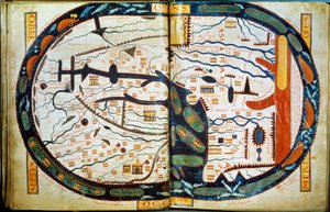 Carte du monde de Saint Sever. Miniature tirée des commentaires de « L