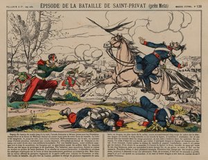 Dragon français blessé tirant sur un lancier prussien à la bataille de Saint-Privat, guerre franco-prussienne