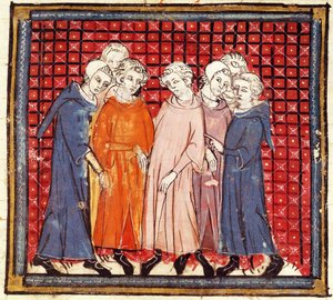 Nobles conspirant contre le roi Louis le Pieux, des Grandes Chroniques de France, 1375-79