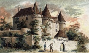 Vue du château de Fénelon en Dordogne. - French School