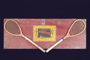 Boîte originale pour un ensemble Sphairistike (boîte en pin avec raquettes et étiquette) - French and Co.