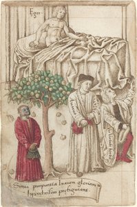 Un singe en violet avec un homme malade, un homme bon et un avare - French early 16th Century
