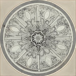 Conception pour un dessus de table circulaire incrusté, avec alternatives
