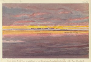 Coucher de soleil au large de la côte nord de l
