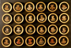 Une collection de vingt-quatre dessinateurs en médaillons de portrait