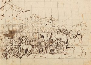 Chevaux devant une forge - Friedrich August Mathias Gauermann