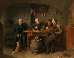 French : Quatre hommes dans une taverne A Tavern Scene