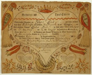 Certificat de naissance et de baptême, c. 1790-1800