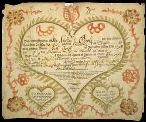 Certificat de naissance et de baptême, vers 1800