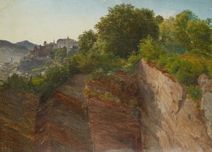 Vue du Mönchsberg de Salzbourg sur la forteresse Hohensalzburg