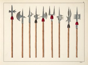 Lances, lances, hallebardes et partisanes, planche de 