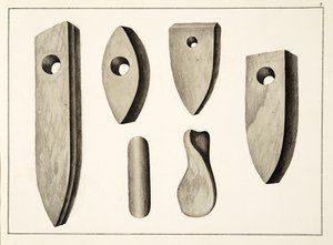 Armes en pierre, planche de A History of the Development and Customs of Chivalry, par Dr. Franz Kottenkamp, publié par Carl Hoffmann, 1842