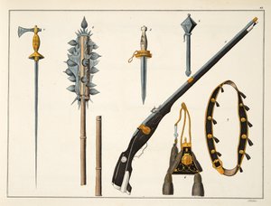 Armes, y compris un mousquet, vers 1400, planche de 