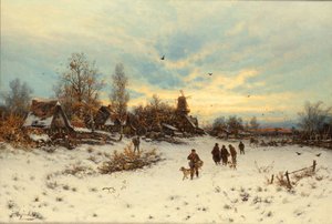 Un coucher de soleil en hiver - Friedrich Nicolai Joseph Heydendahl
