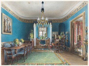Dessin, La chambre bleue, Schloss Fischbach, 1846