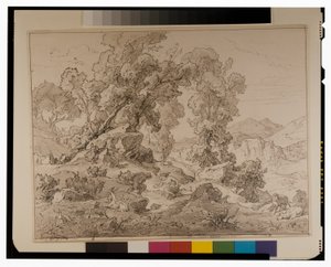 Faune et nymphe dans un paysage arcadien - Friedrich the Elder Preller