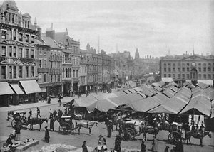Nottingham : La Place du Marché, vers 1896