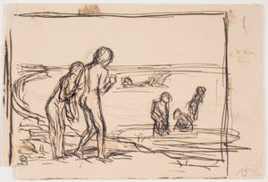 Enfants se baignant sur la plage - Fritz Syberg