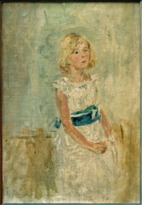 Jeune fille blonde avec une écharpe bleue - Fritz von Uhde