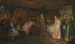 La Cérémonie du Baiser. Boyar Morozov, sa femme Yelena et le prince Serebrenni