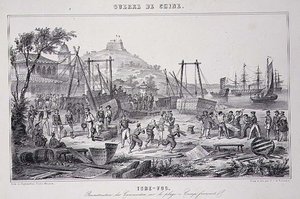 Réassemblage de canonnières sur la plage de Tche-Fou, de 
