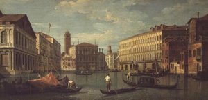 Le Grand Canal, Venise, avec le Palazzo Mocenigo, Palazzo Balbi, Santa Maria Gloriosa dei Frari et Campo S.Toma