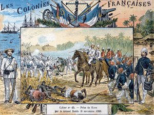 Le siège de Kana par le général Alfred-Amédée Dodds (1842-1922) 6 novembre 1892, gravé par L. Geisler - G. Dascher