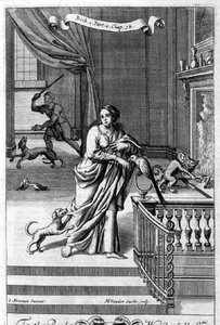 Un intérieur avec une femme et des animaux, illustration du Livre 1 Partie 8 Chapitre 12 de 