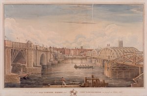 Pont de Londres ancien et nouveau, Londres, 1827