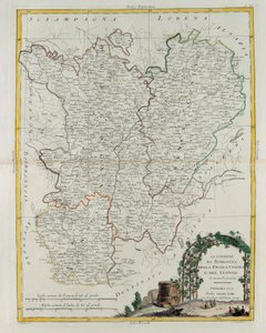 Les Gouvernances de Bourgogne, Franche-Comté et Lyon, gravure par G. Zuliani tirée du Tome I du Nouvel Atlas publié à Venise en 1777 par Antonio Zatta, Collection Privée
