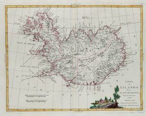 Islande divisée en ses districts, gravure de G. Zuliani tirée du Tome III du "Newest Atlas" publié à Venise en 1781 par Antonio Zatta, Collection Privée